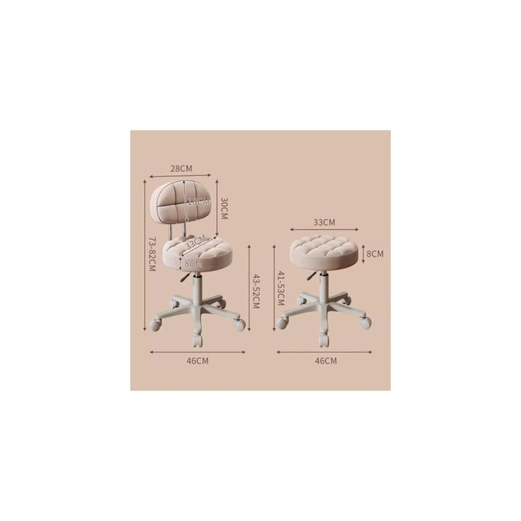 Adjustable Swivel Barber Chair with Wheels - Versatile Makeup & Desk Chair for Girls' Rooms, Living Rooms & Nail Salons - Comfortable Vanity Stool with Gray A Backrest
