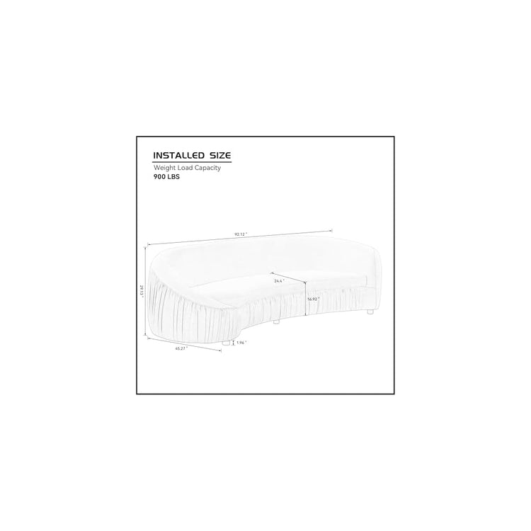 92.13" Modern Curved Shaped Sofa, Comfor Upholstered Fabric 4-Seat Couch for Living Room and Apartment, No Need to Assembly,Green