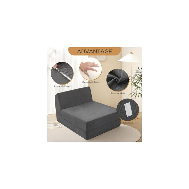 Folding Sofa Bed Foam Floor Sofa Couch 3-in-1 Convertible Sleeper Sofa Chair Futon Bed Fold Out Couch for Office Living Room Apartment Guest