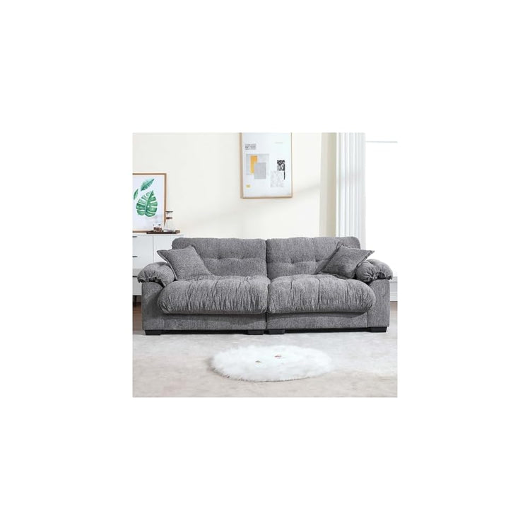90.55" Cloud Couch Sectional Sofa for Living Room, Modern Love Seat Sofa for Small Spaces, 2 Seater Comfy Cloud Loveseat Small Sleeper Sofa Couch for Bedroom, Grey