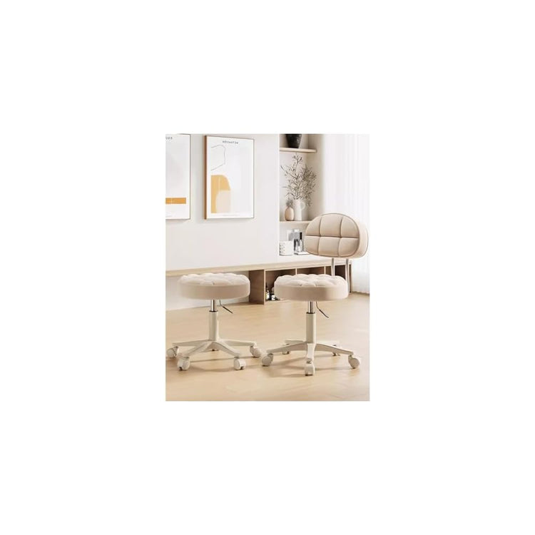 Adjustable Swivel Barber Chair with Wheels - Versatile Makeup & Desk Chair for Girls' Rooms, Living Rooms & Nail Salons - Comfortable Vanity Stool with Gray A Backrest