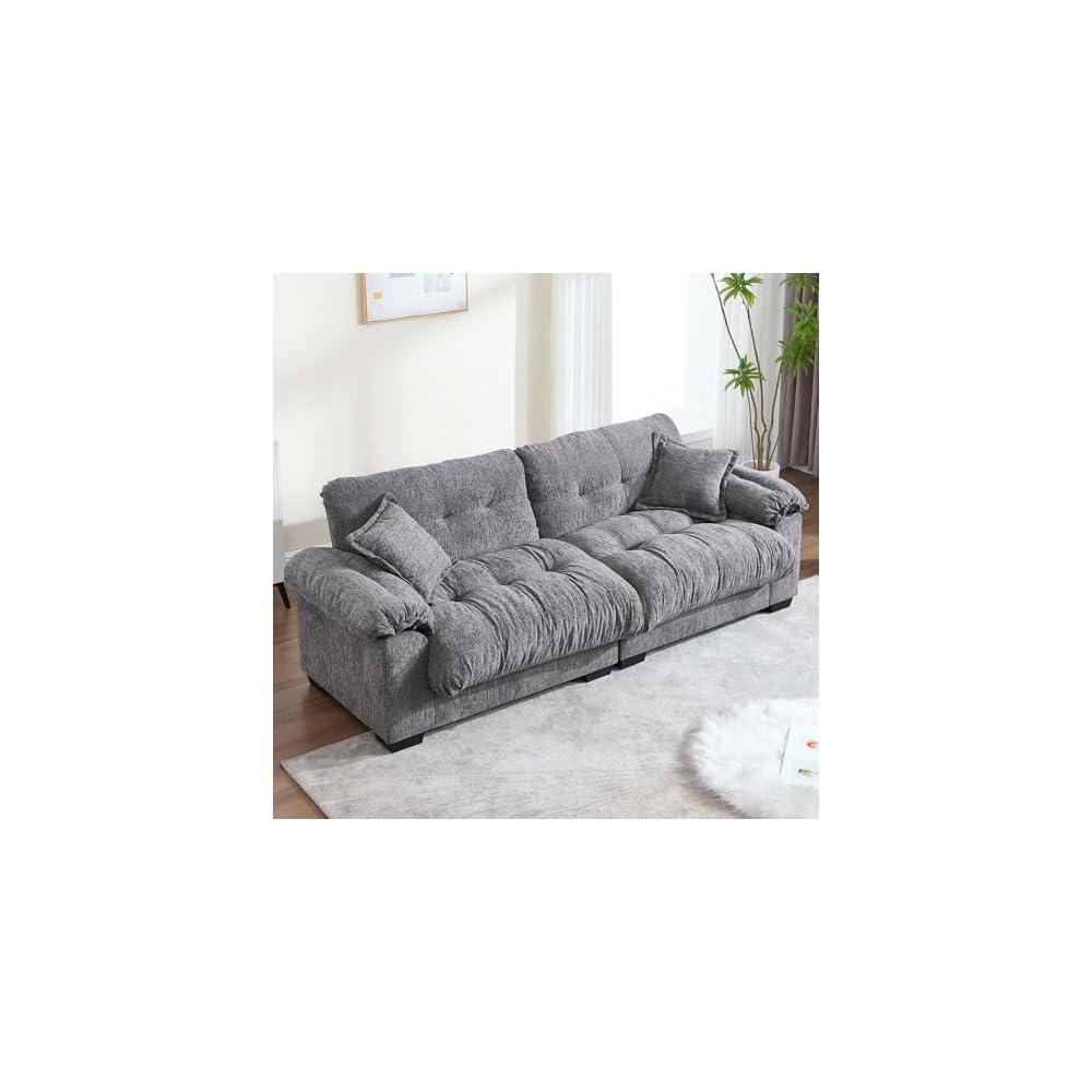 90.55" Cloud Couch Sectional Sofa for Living Room, Modern Love Seat Sofa for Small Spaces, 2 Seater Comfy Cloud Loveseat Small Sleeper Sofa Couch for Bedroom, Grey
