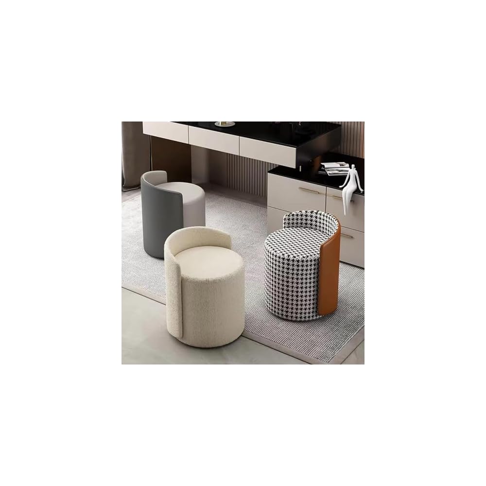 Modern Living Room Stool Padded Dining Chair Round Makeup Stool for Bedroom Shoe Changing Dining Table Chair