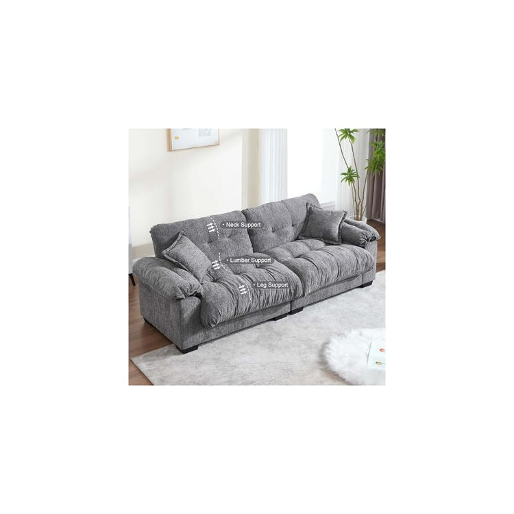 90.55" Cloud Couch Sectional Sofa for Living Room, Modern Love Seat Sofa for Small Spaces, 2 Seater Comfy Cloud Loveseat Small Sleeper Sofa Couch for Bedroom, Grey