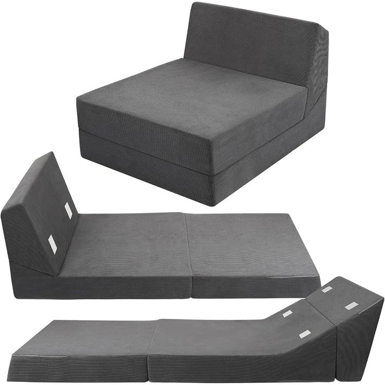 Folding Sofa Bed Foam Floor Sofa Couch 3-in-1 Convertible Sleeper Sofa Chair Futon Bed Fold Out Couch for Office Living Room Apartment Guest