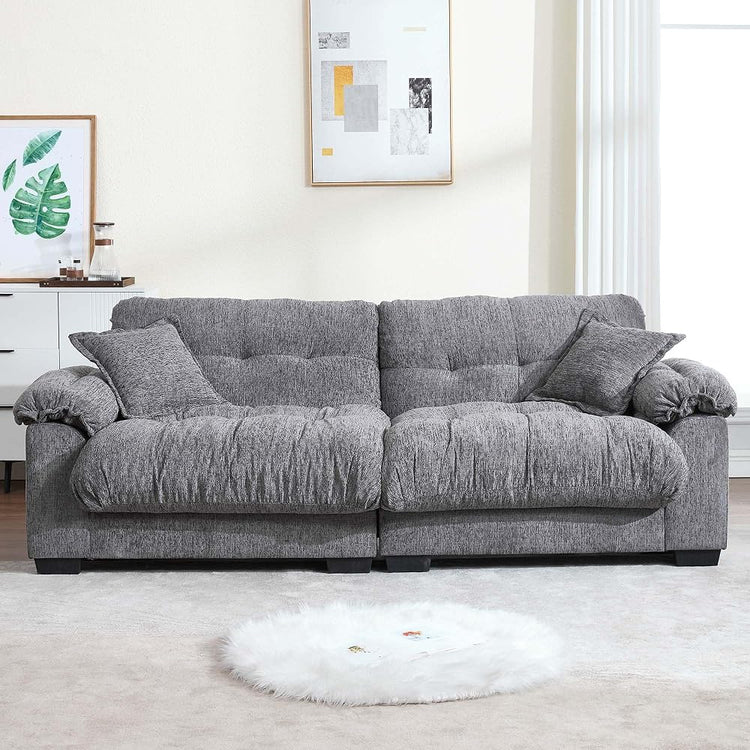 90.55" Cloud Couch Sectional Sofa for Living Room, Modern Love Seat Sofa for Small Spaces, 2 Seater Comfy Cloud Loveseat Small Sleeper Sofa Couch for Bedroom, Grey